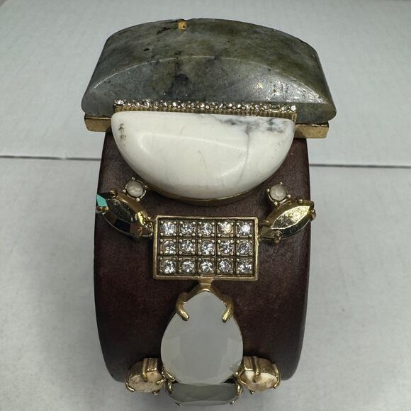 J.Crew Mixed Stone Wooden Cuff Bracelet Smoky - Picture 8 of 12